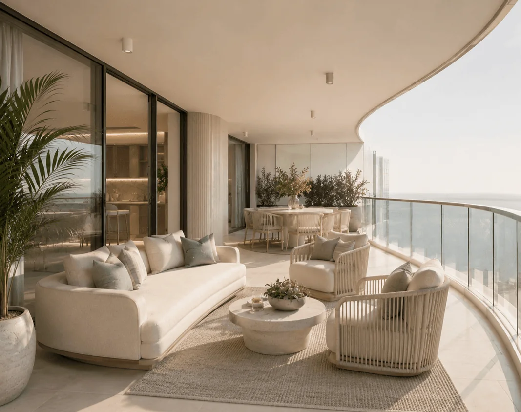 Gold Coast apartment balcony styled for sale