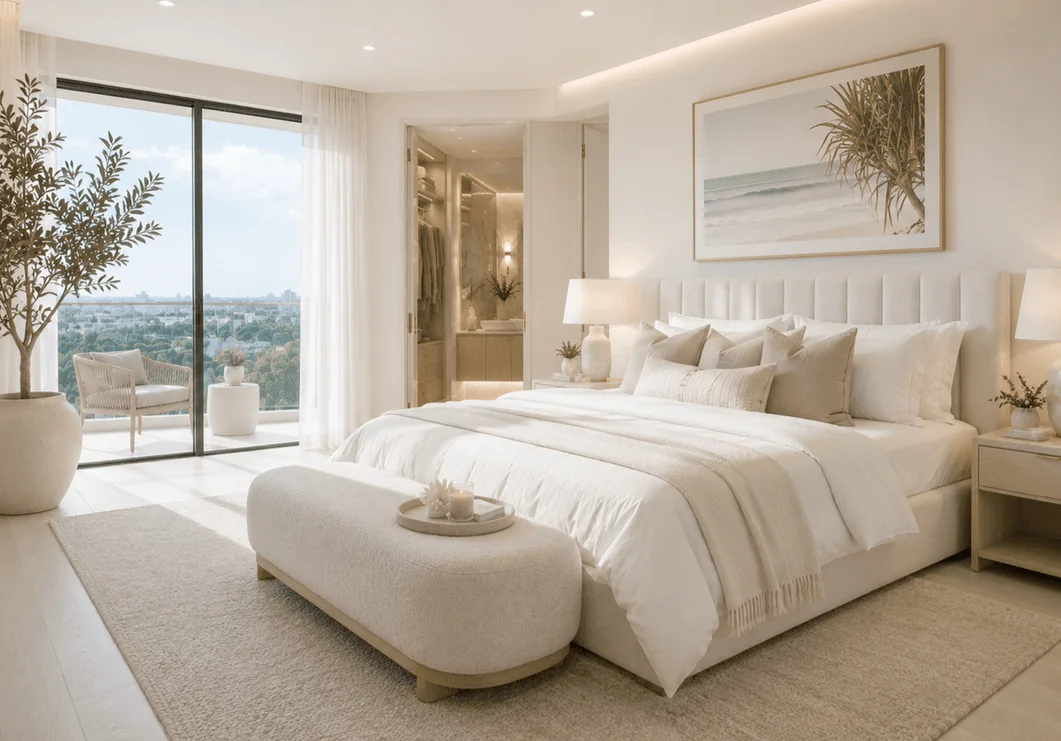 Gold Coast apartment bedroom after professional home staging