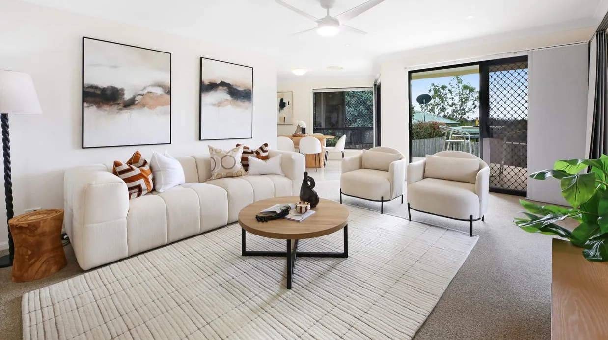 Gold Coast apartment living room after professional property styling